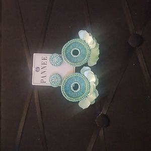 Blue and green earrings